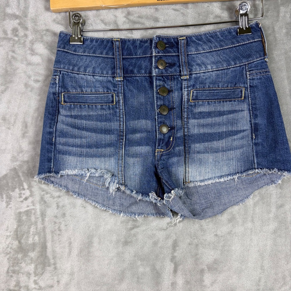 American Eagle Shorts Blue Women Size 2 Denim Cutoffs High Rise Button Fly Jean